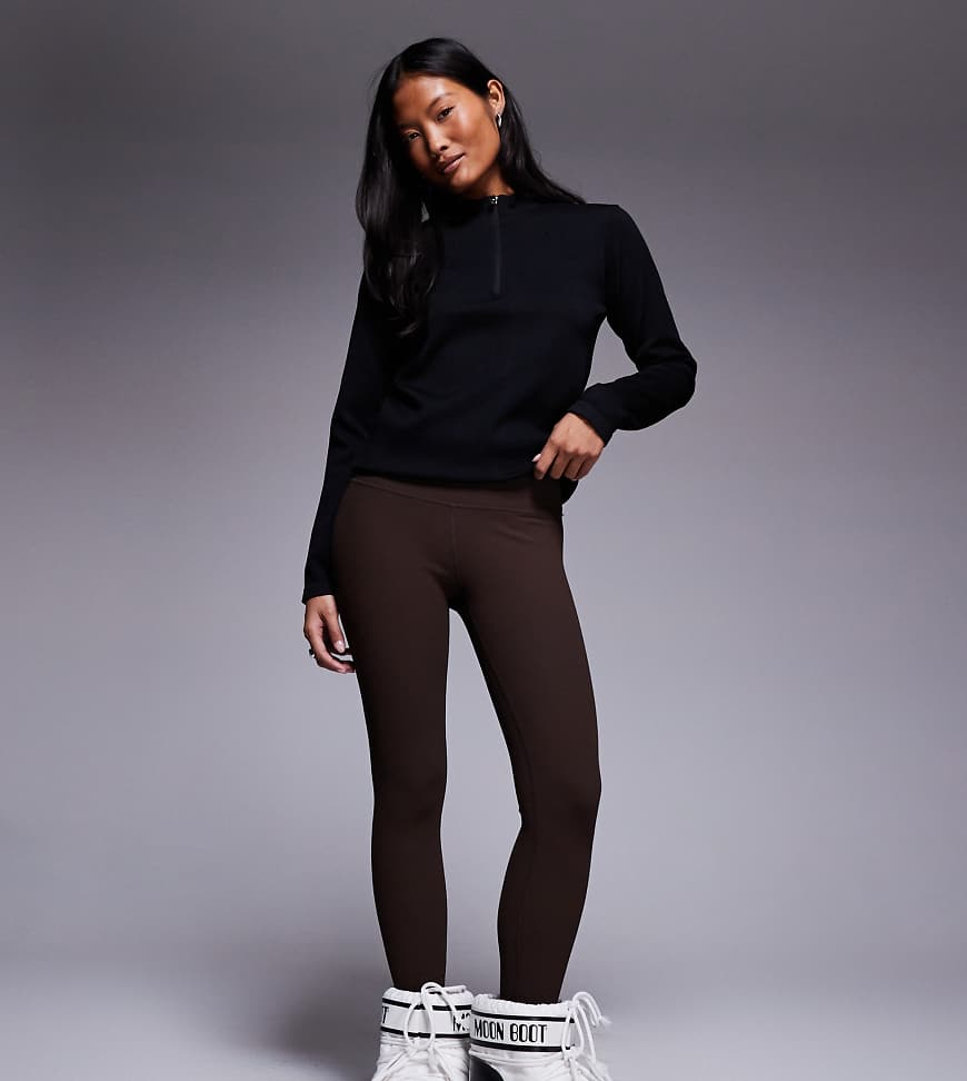ASOS 4505 Petite - Ski - Gerippte Baselayer-Leggings in Kaffeebraun mit Fleece-Rückseite und Thermobehandlung-Brown von ASOS 4505 Ski & Snow