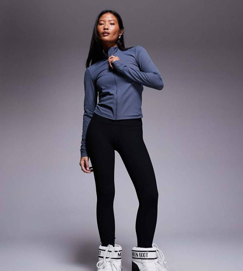 ASOS 4505 Petite - Ski - Gerippter Baselayer-Leggings in Schwarz mit Fleece-Rückseite und Thermobehandlung von ASOS 4505 Ski & Snow