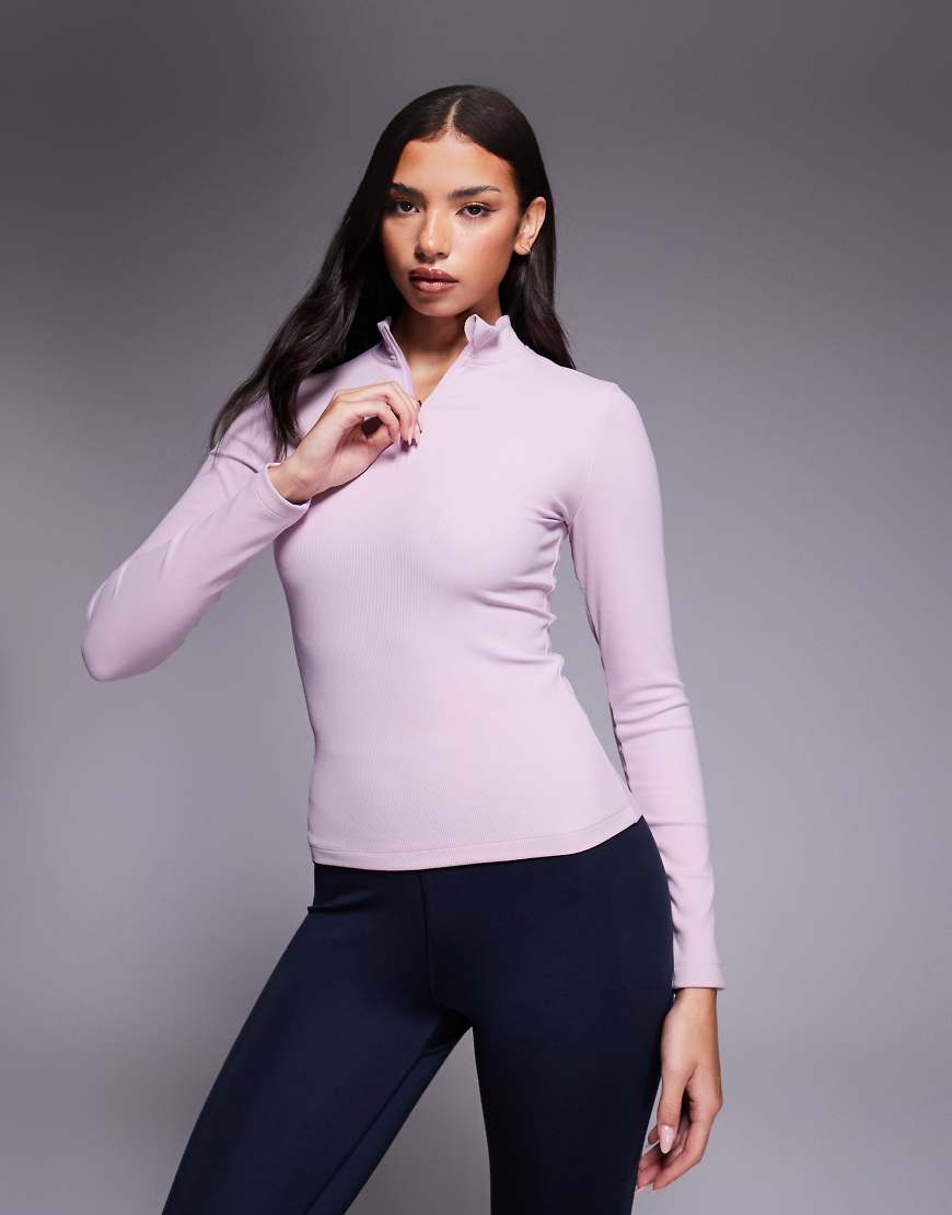ASOS 4505 - Ski - Langärmliges, geripptes Baselayer-Oberteil in Rosa mit kurzem Reißverschluss, Fleece-Rückseite und Thermobehandlung von ASOS 4505 Ski & Snow
