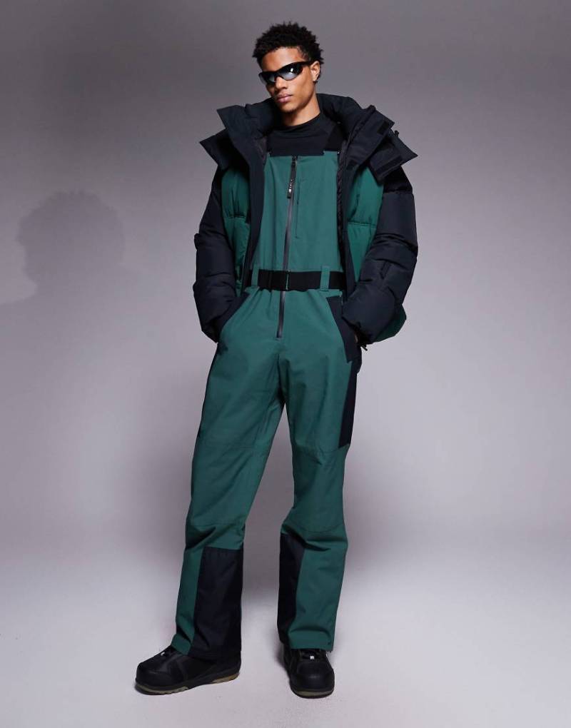 ASOS 4505 - Ski - Wasserabweisende, isolierte Latz-Skihose in Schwarz und Grün-Bunt von ASOS 4505 Ski & Snow
