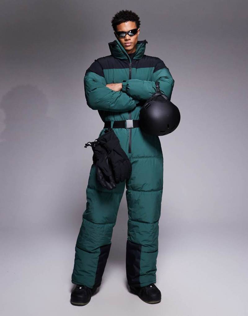 ASOS 4505 - Ski - Wasserabweisender, isolierter Skianzug in Schwarz und Grün mit Steppmuster-Bunt von ASOS 4505 Ski & Snow