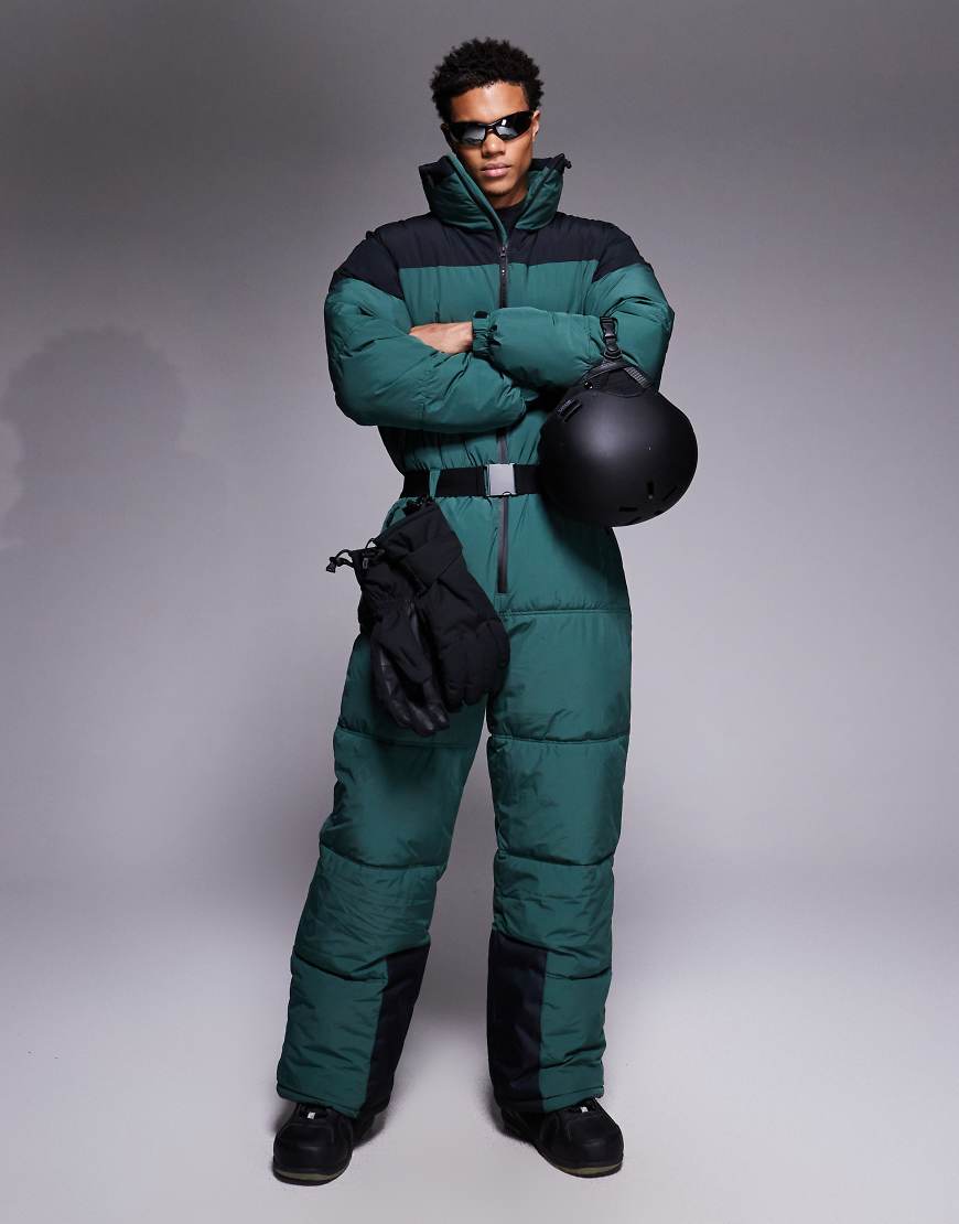 ASOS 4505 - Ski - Wasserabweisender, isolierter Skianzug in Schwarz und Grün mit Steppmuster-Bunt von ASOS 4505 Ski & Snow