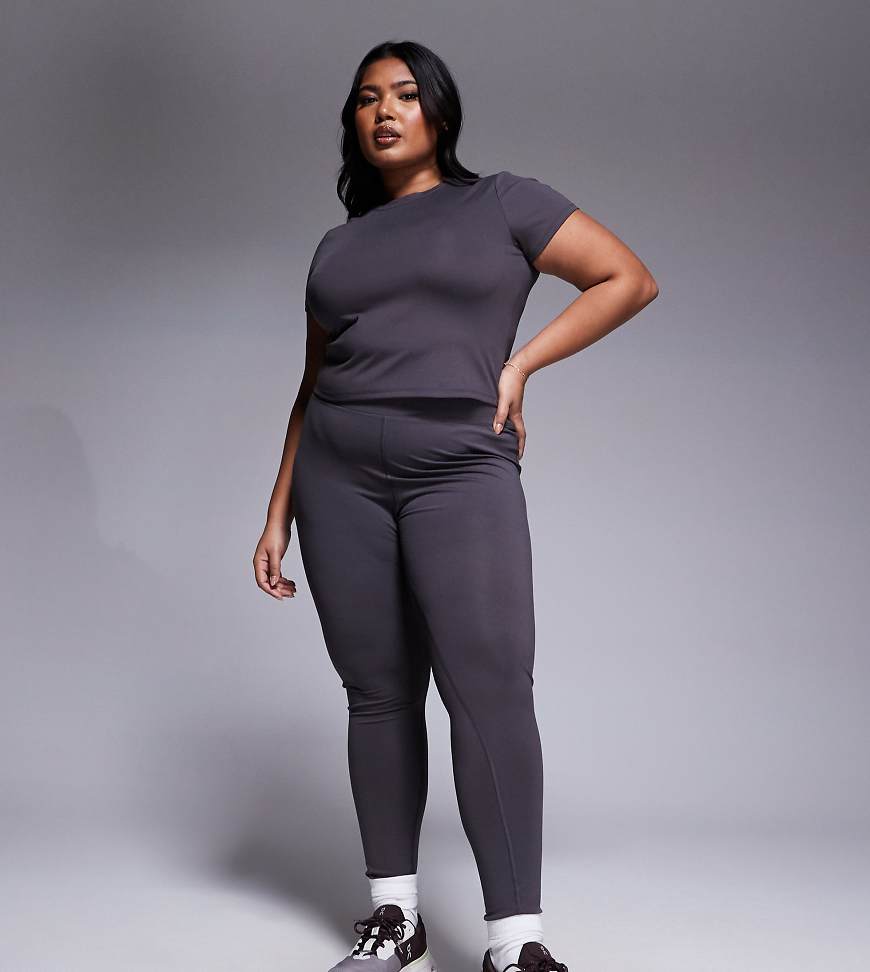 4505 Curve - Icon - Weiche Sport- und Yoga-Leggings in Granitgrau mit Logo 4505 Curve - Icon - Weiche Sport- und Yoga-Leggings in Granitgrau mit Logo von 4505