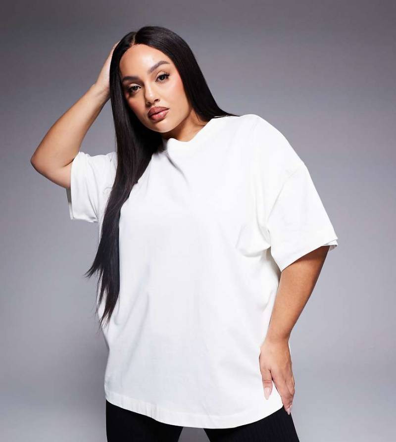 4505 Curve - Icon - Schweres Oversize-T-Shirt aus Baumwolle in Wollweiß mit schnell trocknendem Finish von 4505