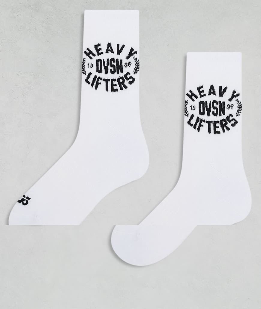 4505 - 2er-Pack Sportsocken in Weiß mit „Heavy Lifting"-Grafik von 4505