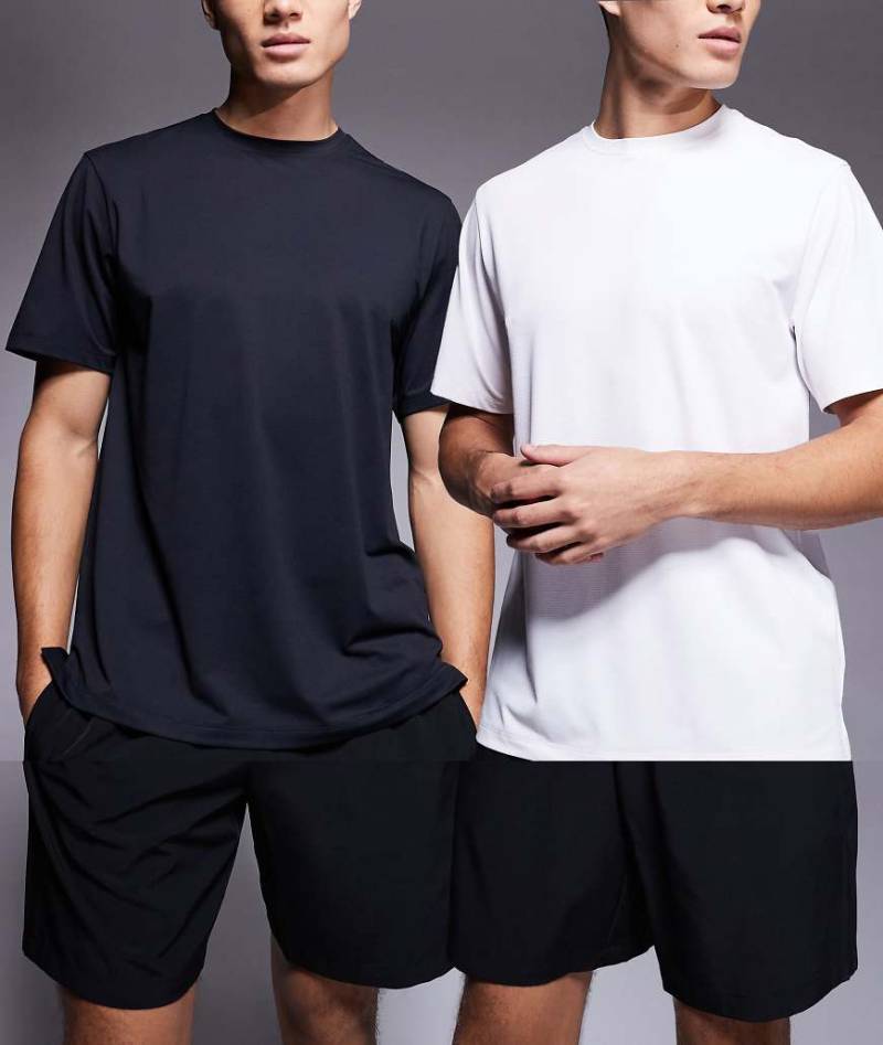 4505 - Icon - 2er-Pack schnelltrocknende Sport-T-Shirts in Schwarz und Weiß-Bunt von 4505