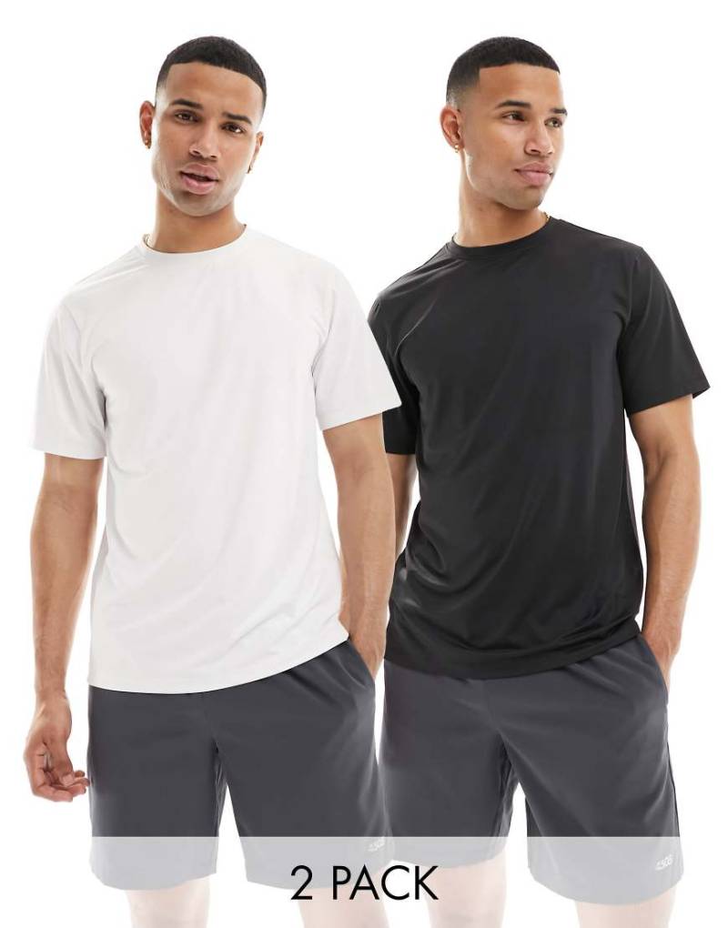 4505 - Icon - 2er-Pack schnelltrocknende Sport-T-Shirts in Schwarz und Weiß-Bunt von 4505