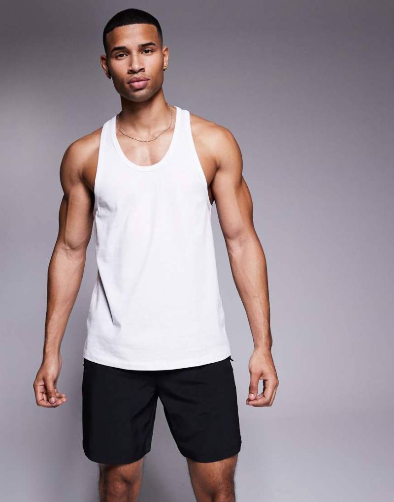 4505 - Icon - Baumwoll-Trägershirt im Stringer-Stil in Weiß mit schnelltrocknendem Finish von 4505