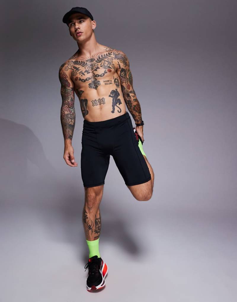 4505 - Icon - Schnelltrocknende, halblange Baselayer-Sportleggings in Schwarz von 4505