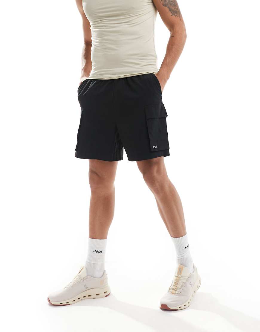 4505 - Icon - Schnelltrocknende Trainingsshorts in Schwarz mit Cargotaschen 4505 - Icon - Schnelltrocknende Trainingsshorts in Schwarz mit Cargotaschen von 4505