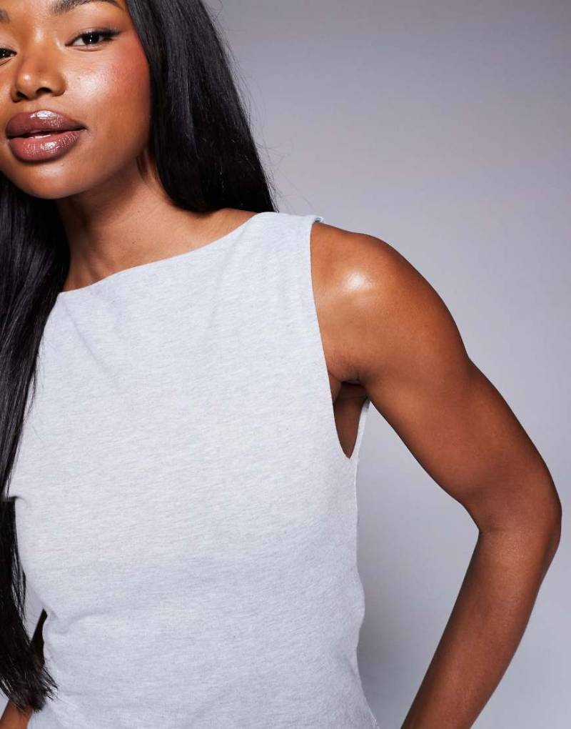 4505 - Icon - Tanktop in Grau meliert mit integriertem BH, U-Boot-Ausschnitt und weicher Haptik von 4505