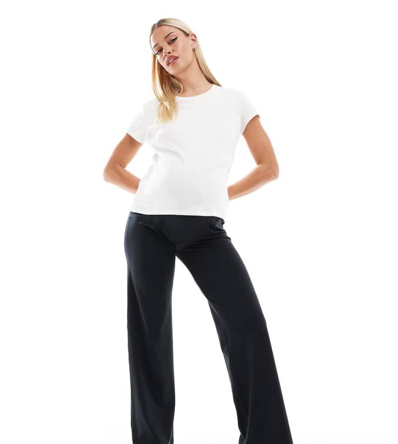4505 Maternity - Icon - Weiche Tanzhose in Schwarz mit weitem Bein und hohem Bund, Umstandsmode von 4505