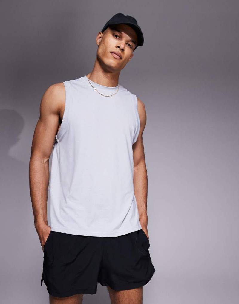 4505 - Schnelltrocknendes Performance-Tanktop in Grau meliert mit angerauter Oberfläche von 4505