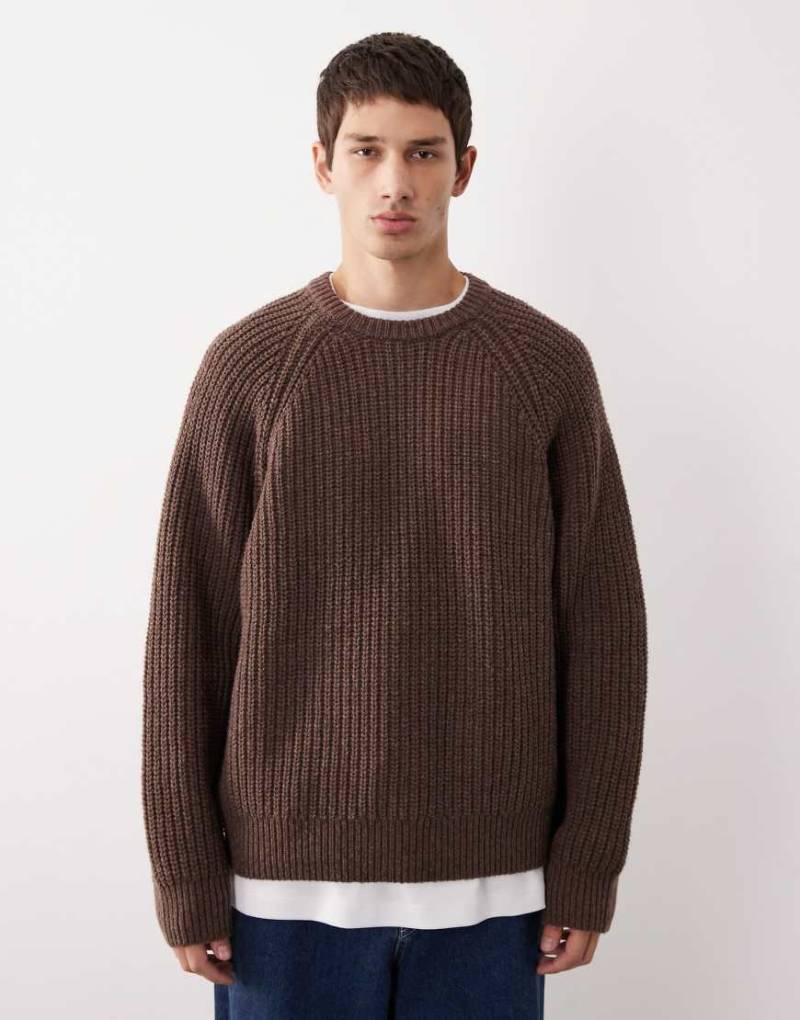 ASOS COLLECTIVE - Oversize-Strickpullover aus Wolle in Braun-Brown von ASOS COLLECTIVE
