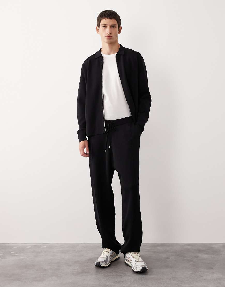 ASOS COLLECTIVE - Schmal zulaufende Jogginghose aus Strick in Schwarz, Kombiteil-Grau von ASOS COLLECTIVE