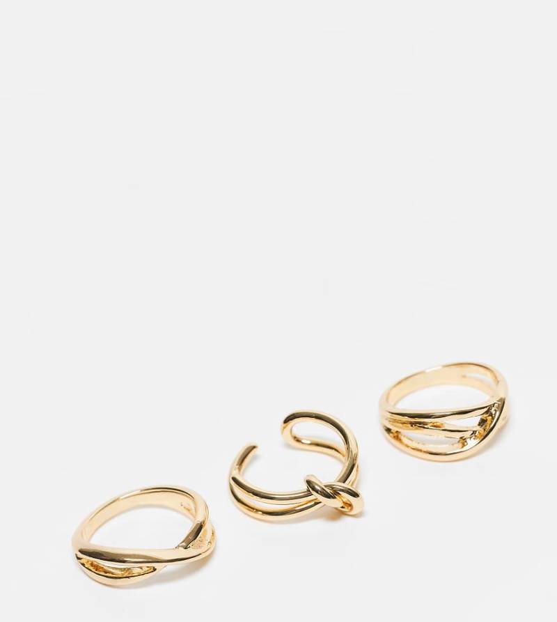 ASOS DESIGN Curve - 3er-Pack 14-karätig vergoldete Ringe-Goldfarben von ASOS Curve