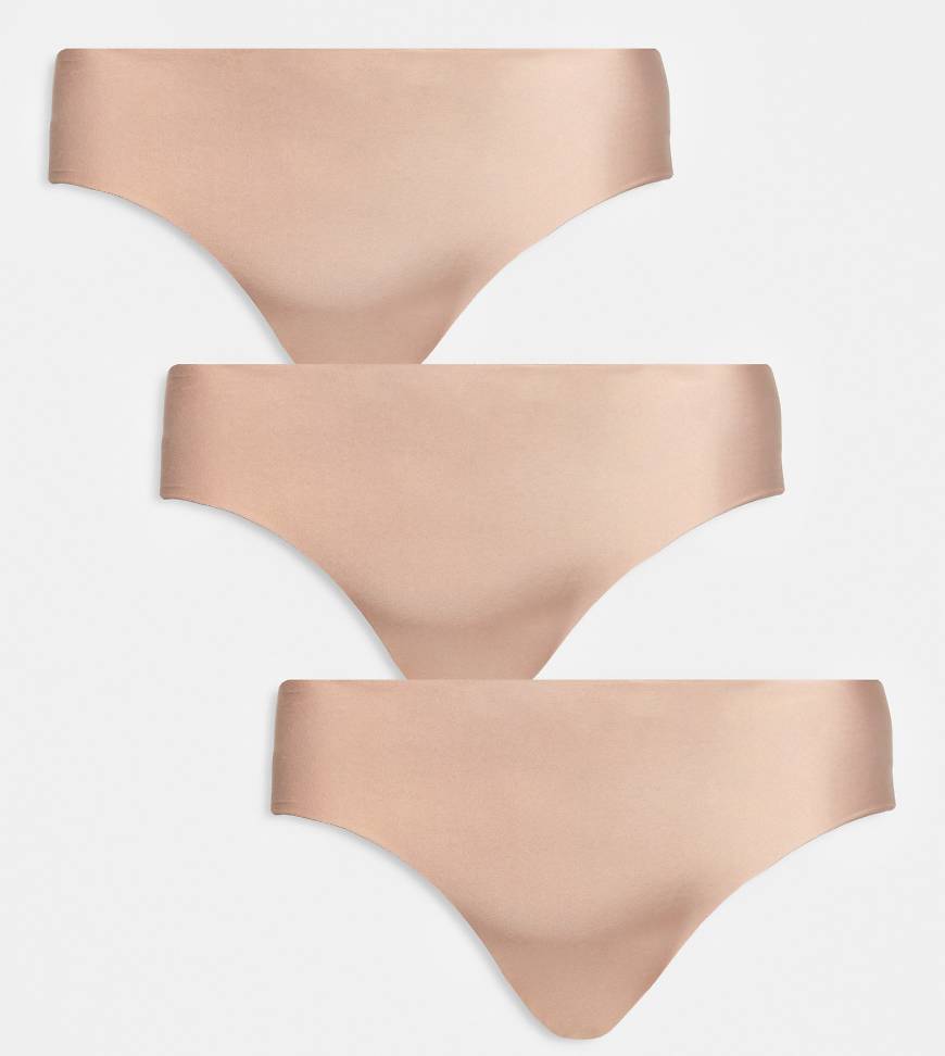 ASOS DESIGN Curve - 3er-Pack sich nicht abzeichnende Brazilian-Slips in Beige-Neutral ASOS DESIGN Curve - 3er-Pack sich nicht abzeichnende Brazilian-Slips in Beige-Neutral von ASOS Curve