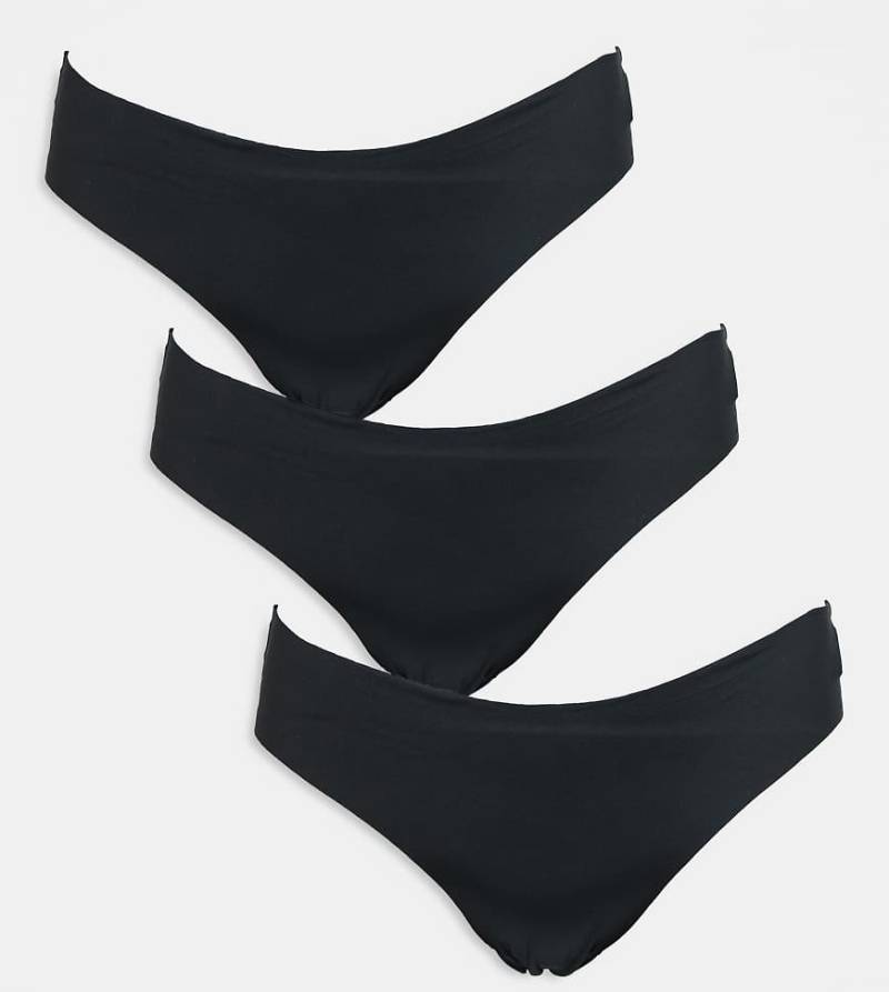 ASOS DESIGN Curve - 3er-Pack sich nicht abzeichnende Brazilian-Slips in Schwarz von ASOS Curve