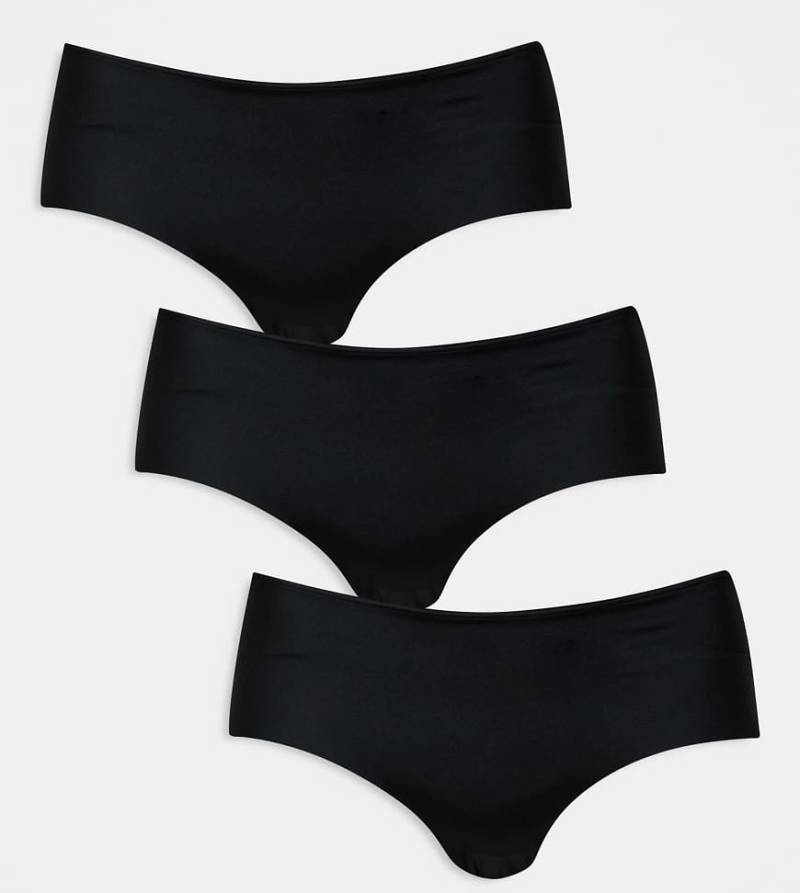 ASOS DESIGN Curve - 3er-Pack sich nicht abzeichnende Hüftslips in Schwarz von ASOS Curve