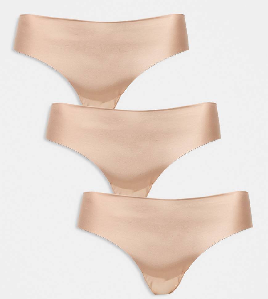 ASOS DESIGN Curve - 3er-Pack sich nicht abzeichnende Spitzen-Tangas in Beige-Neutral ASOS DESIGN Curve - 3er-Pack sich nicht abzeichnende Spitzen-Tangas in Beige-Neutral von ASOS Curve