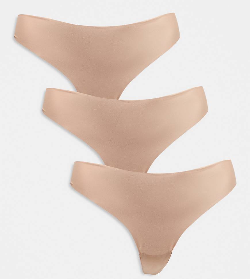 ASOS DESIGN Curve - 3er-Pack sich nicht abzeichnende Tangas in Beige-Neutral ASOS DESIGN Curve - 3er-Pack sich nicht abzeichnende Tangas in Beige-Neutral von ASOS Curve