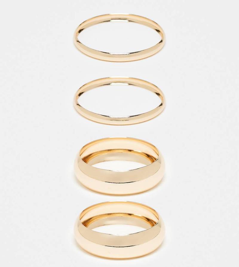 ASOS DESIGN Curve - 4er-Pack glänzende Armreife in Goldoptik-Goldfarben von ASOS Curve