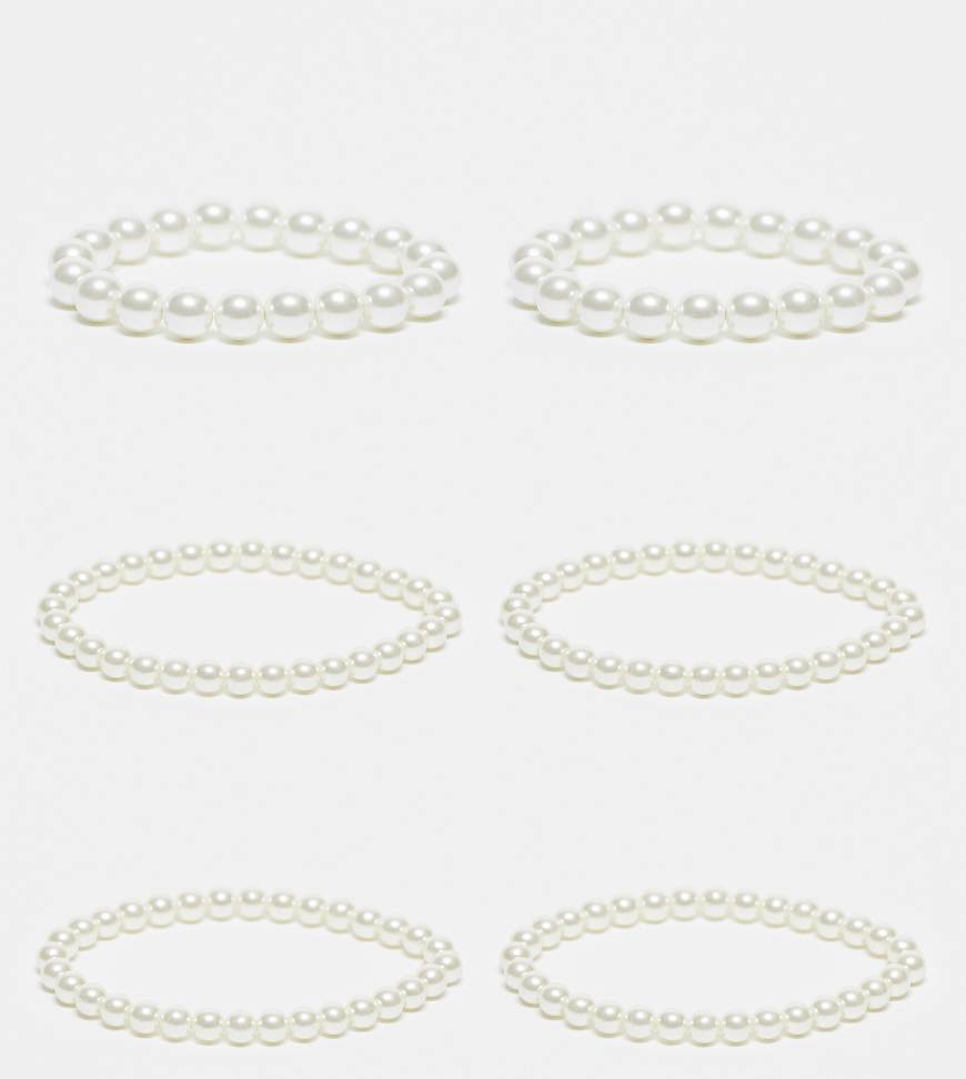 ASOS DESIGN Curve - 6er-Pack Armbänder mit Kunstperlen-Weiß ASOS DESIGN Curve - 6er-Pack Armbänder mit Kunstperlen-Weiß von ASOS Curve