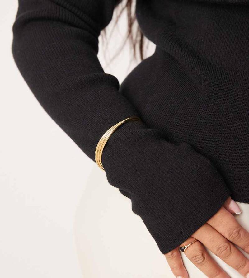 ASOS DESIGN Curve - Armreif mit 14-Karat-Vergoldung und verdrehtem Design-Goldfarben von ASOS Curve