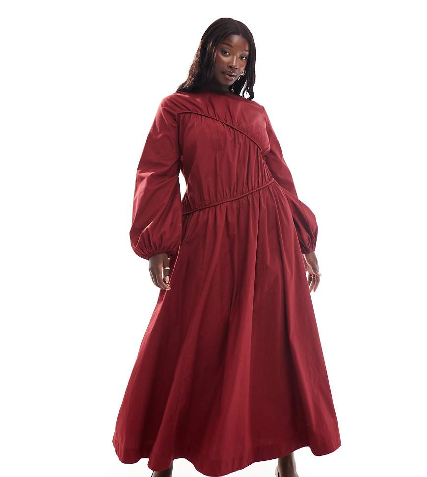 ASOS DESIGN Curve - Asymmetrisch gerafftes Maxikleid in Burgunderrot ASOS DESIGN Curve - Asymmetrisch gerafftes Maxikleid in Burgunderrot von ASOS Curve