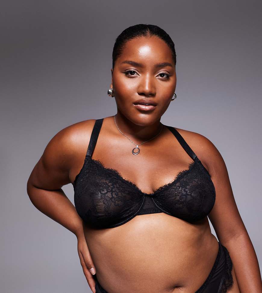 ASOS DESIGN Curve - Aurora - Bügel-BH aus Spitze in Schwarz von ASOS Curve