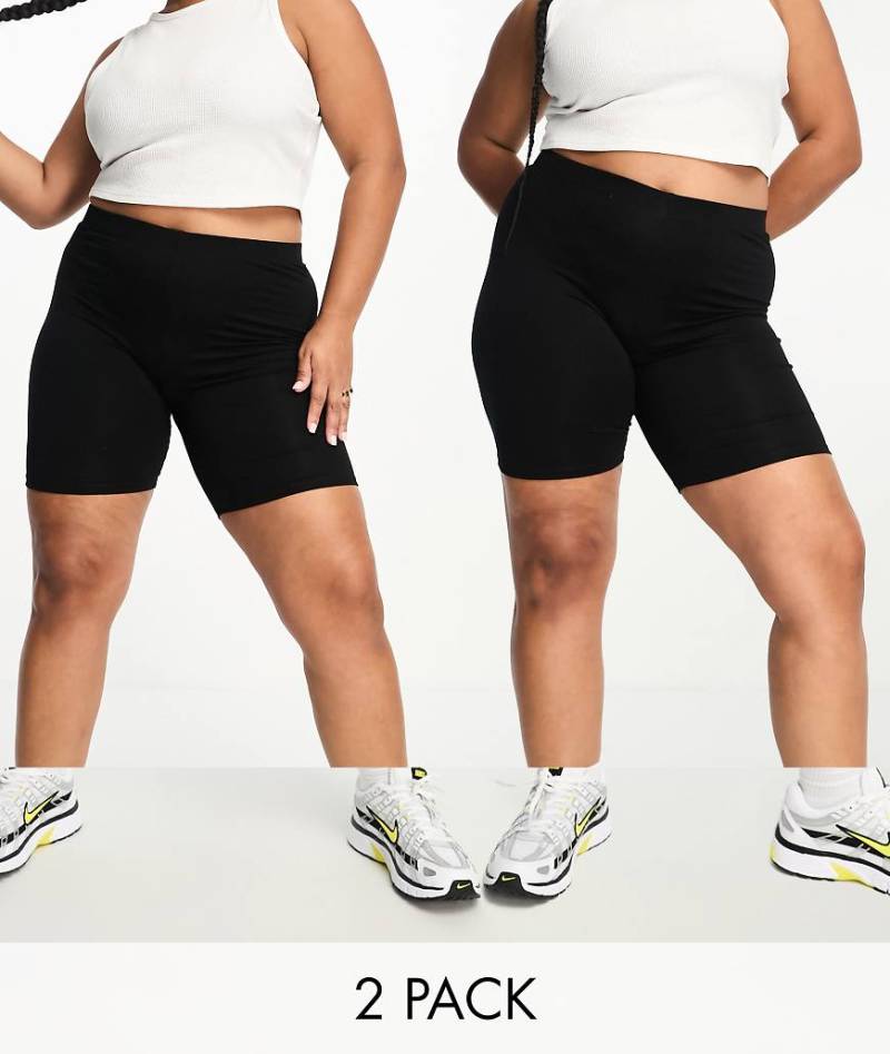ASOS DESIGN Curve - Basic-Leggings-Shorts in Schwarz im 2er-Pack von ASOS Curve