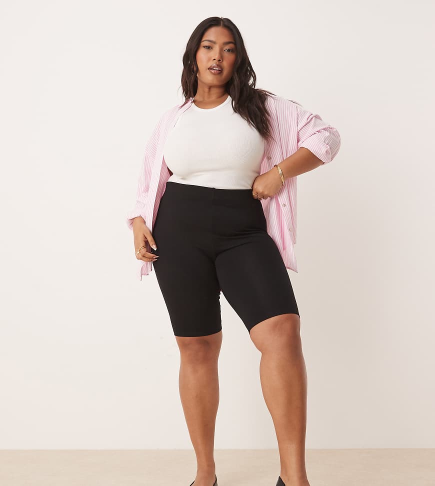 ASOS DESIGN Curve - Basic-Leggingsshorts in Schwarz von ASOS Curve