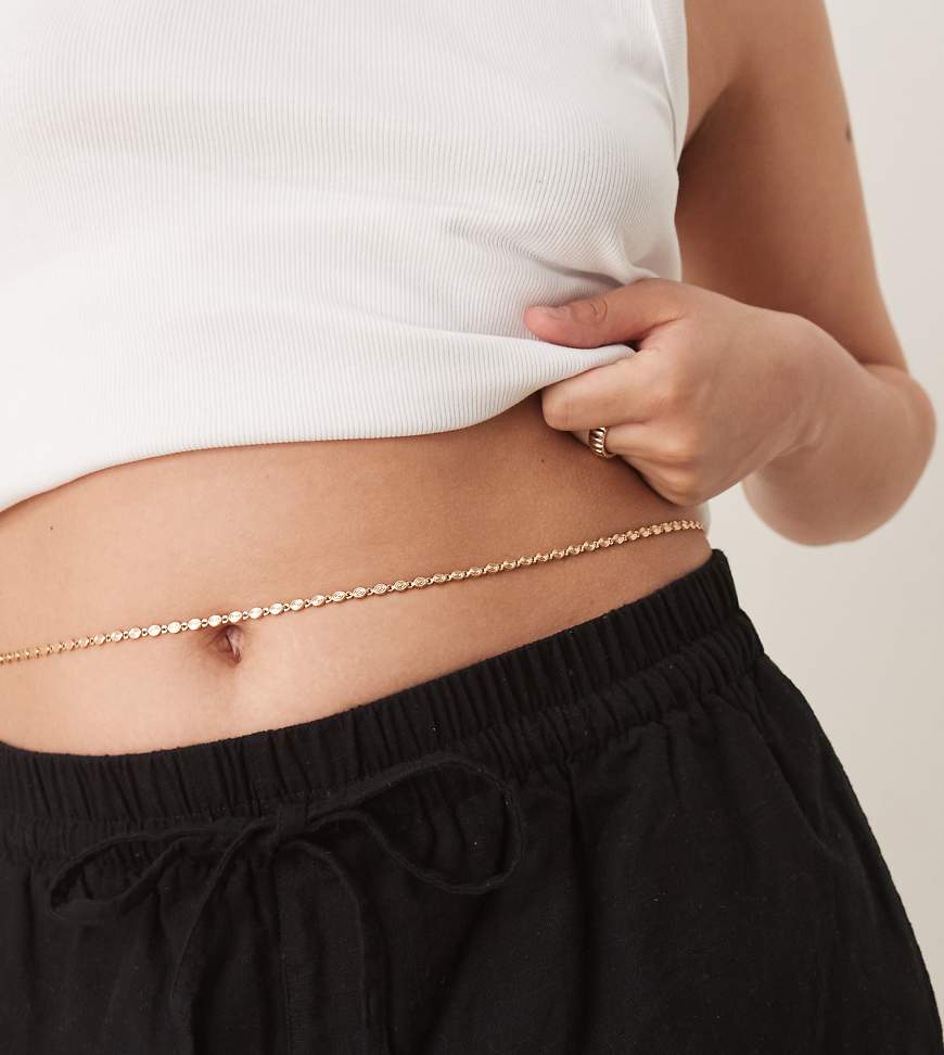 ASOS DESIGN Curve - Bauchkette in Goldoptik-Goldfarben ASOS DESIGN Curve - Bauchkette in Goldoptik-Goldfarben von ASOS Curve