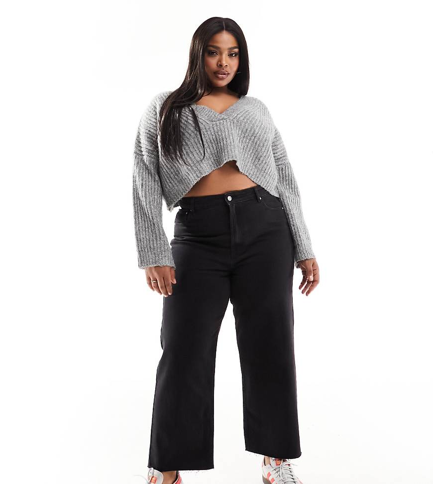 ASOS DESIGN Curve - Knöchellange, gerade geschnittene Jeans in Schwarz von ASOS Curve