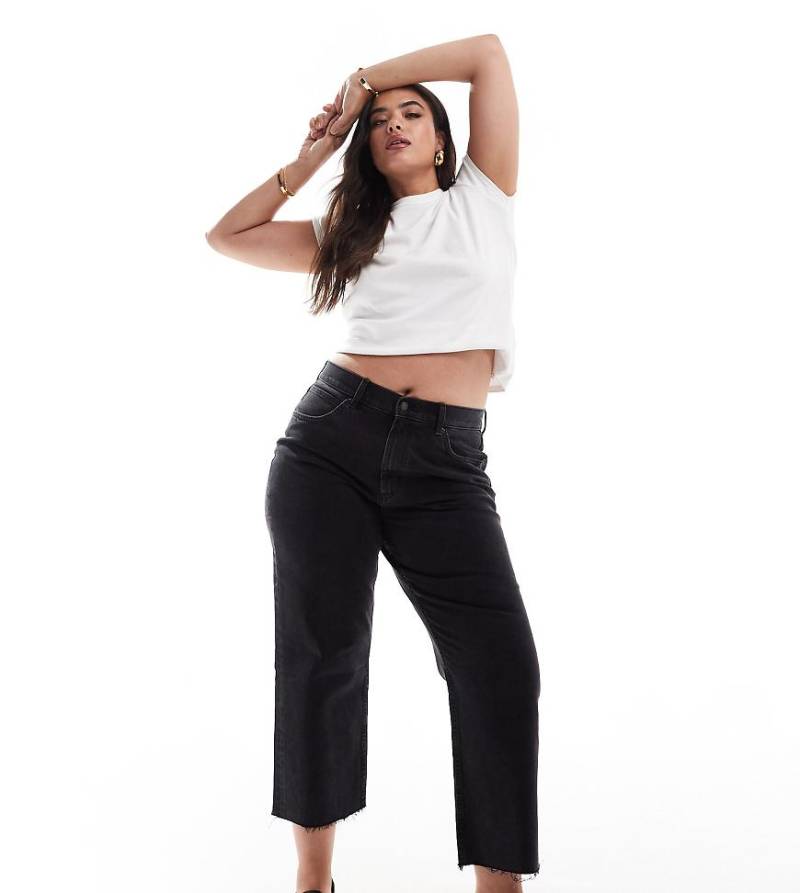 ASOS DESIGN Curve - Knöchellange, gerade geschnittene Jeans in Schwarz mit Comfort-Stretch von ASOS Curve