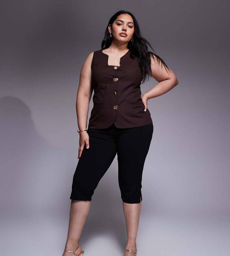 ASOS DESIGN Curve - Caprihose in Schwarz mit Seitenschlitz von ASOS Curve