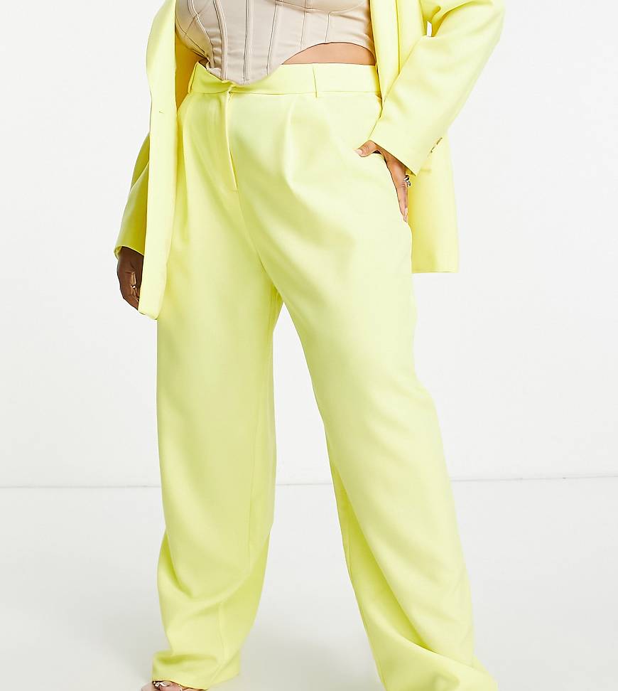 ASOS DESIGN Curve - Dad-Anzughose in Gelb von ASOS Curve