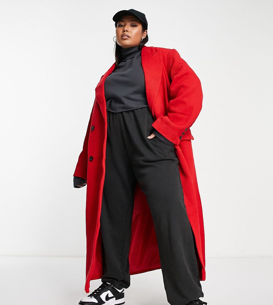 ASOS DESIGN Curve - Dad-Mantel aus einer Twill-Wollmischung in Rot ASOS DESIGN Curve - Dad-Mantel aus einer Twill-Wollmischung in Rot von ASOS Curve