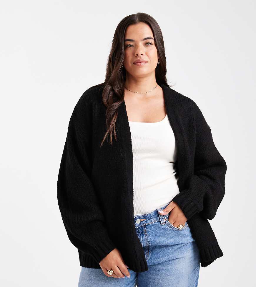 ASOS DESIGN Curve - Dicke Oversize-Strickjacke ohne Verschluss in Schwarz ASOS DESIGN Curve - Dicke Oversize-Strickjacke ohne Verschluss in Schwarz von ASOS Curve