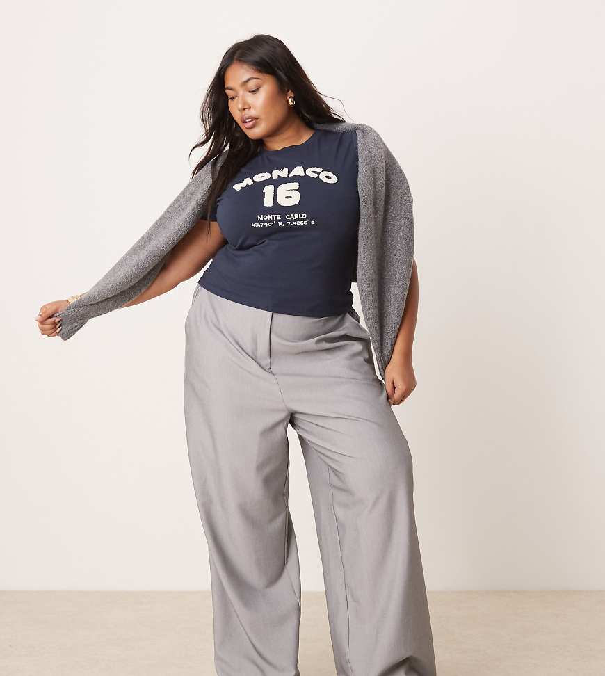 ASOS DESIGN Curve - Elegante Hose in Grau mit lockerem, geradem Schnitt-Schwarz von ASOS Curve