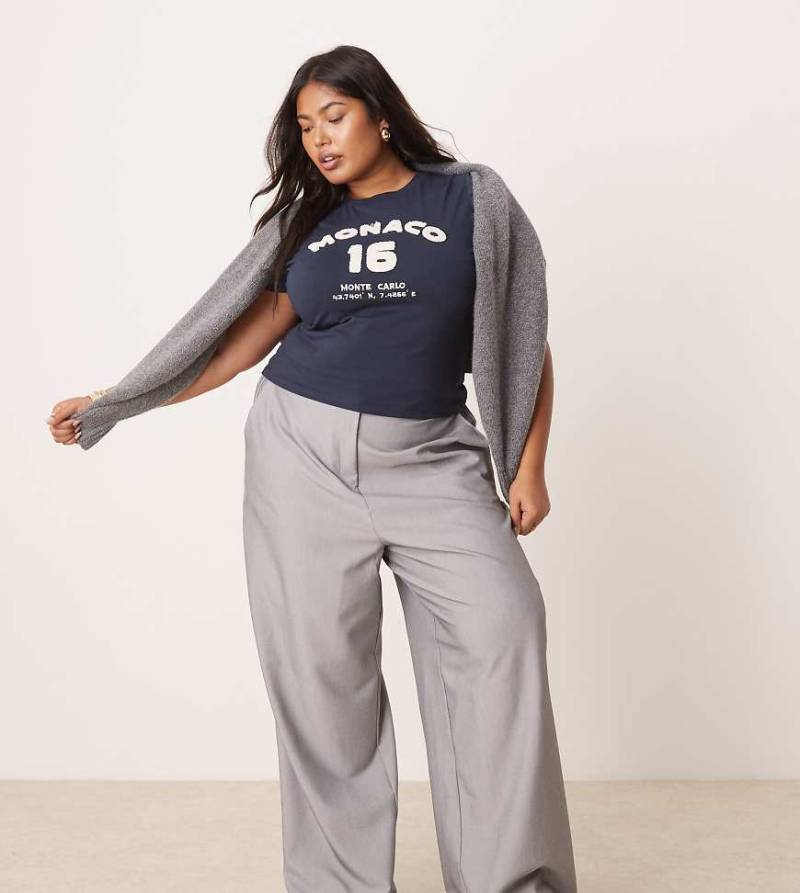 ASOS DESIGN Curve - Elegante Hose in Grau mit lockerem, geradem Schnitt-Schwarz von ASOS Curve
