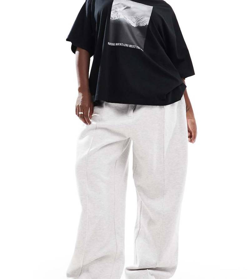 ASOS DESIGN Curve - Elegante Jogginghose aus Jersey in Eisgrau meliert von ASOS Curve