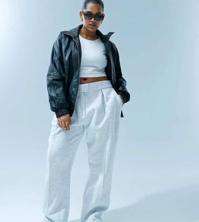 ASOS DESIGN Curve - Elegante Jogginghose in Grau meliert von ASOS Curve