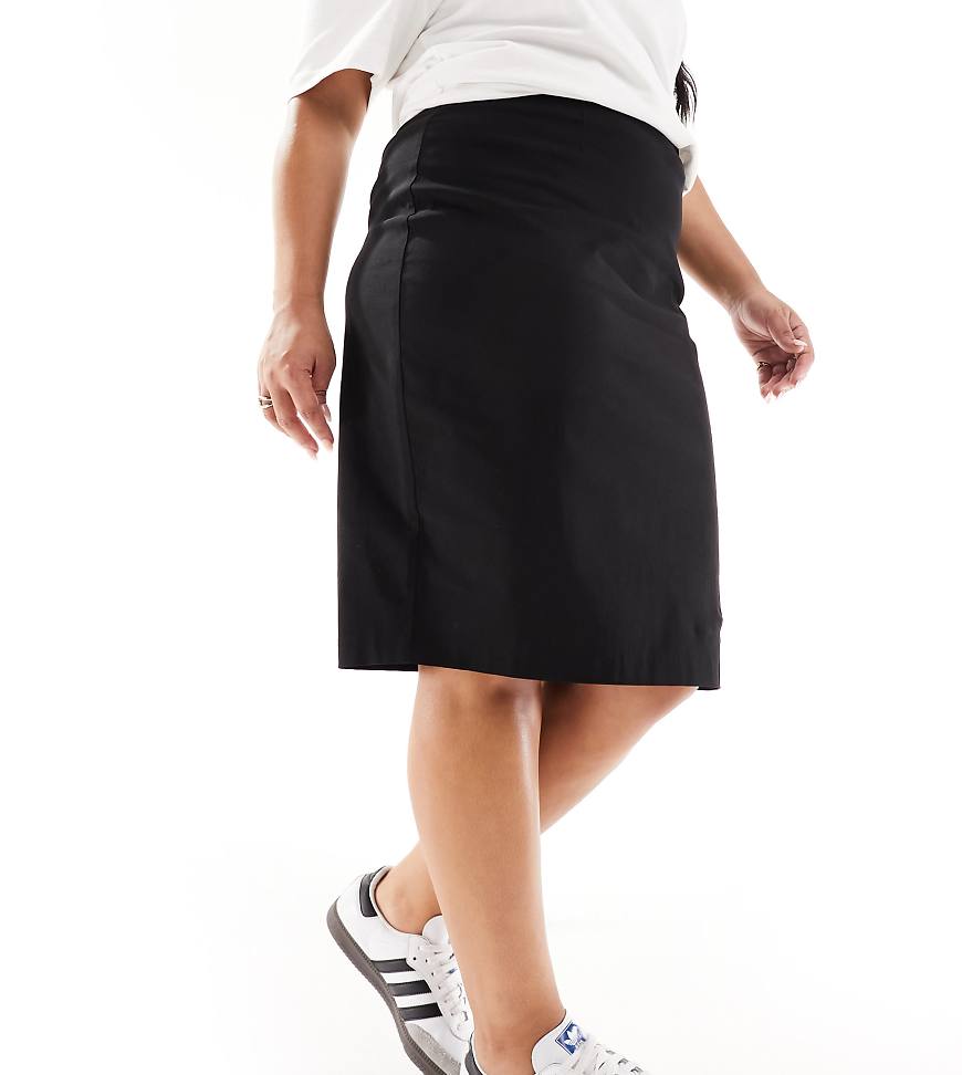 ASOS DESIGN Curve - Eleganter Bengaline-Rock in Schwarz mit hohem Bund ASOS DESIGN Curve - Eleganter Bengaline-Rock in Schwarz mit hohem Bund von ASOS Curve