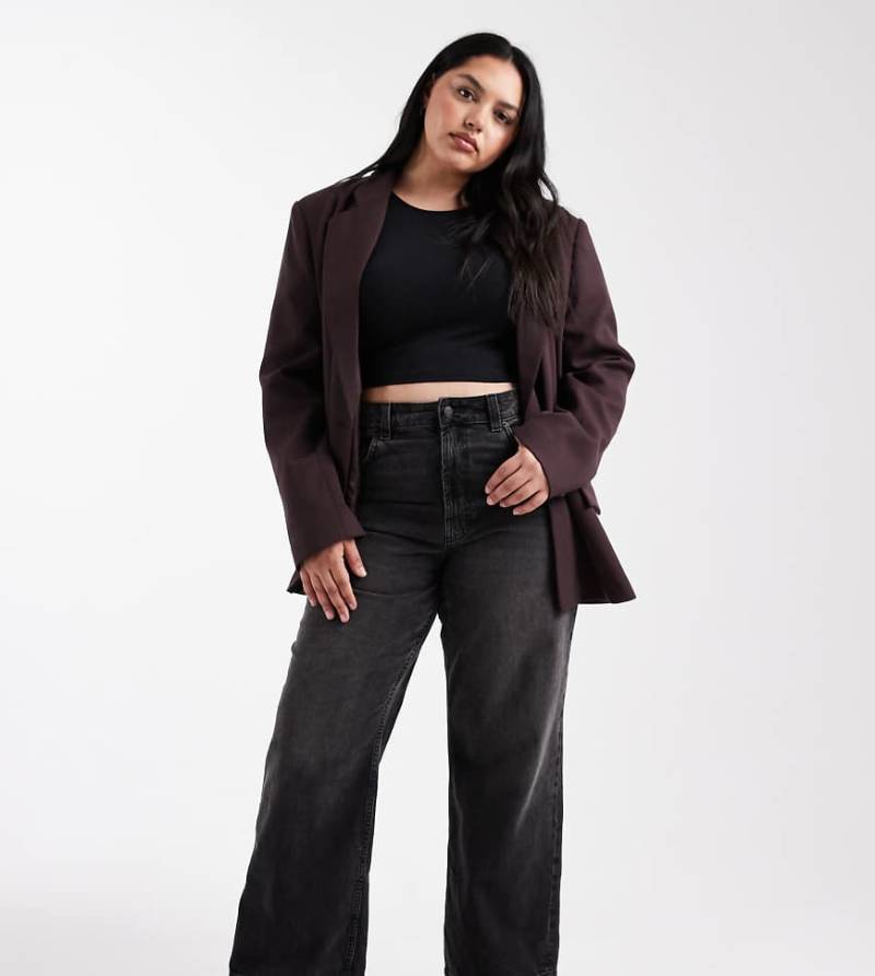 ASOS DESIGN Curve - Eleganter Grandad-Blazer in Schokobraun-Brown von ASOS Curve