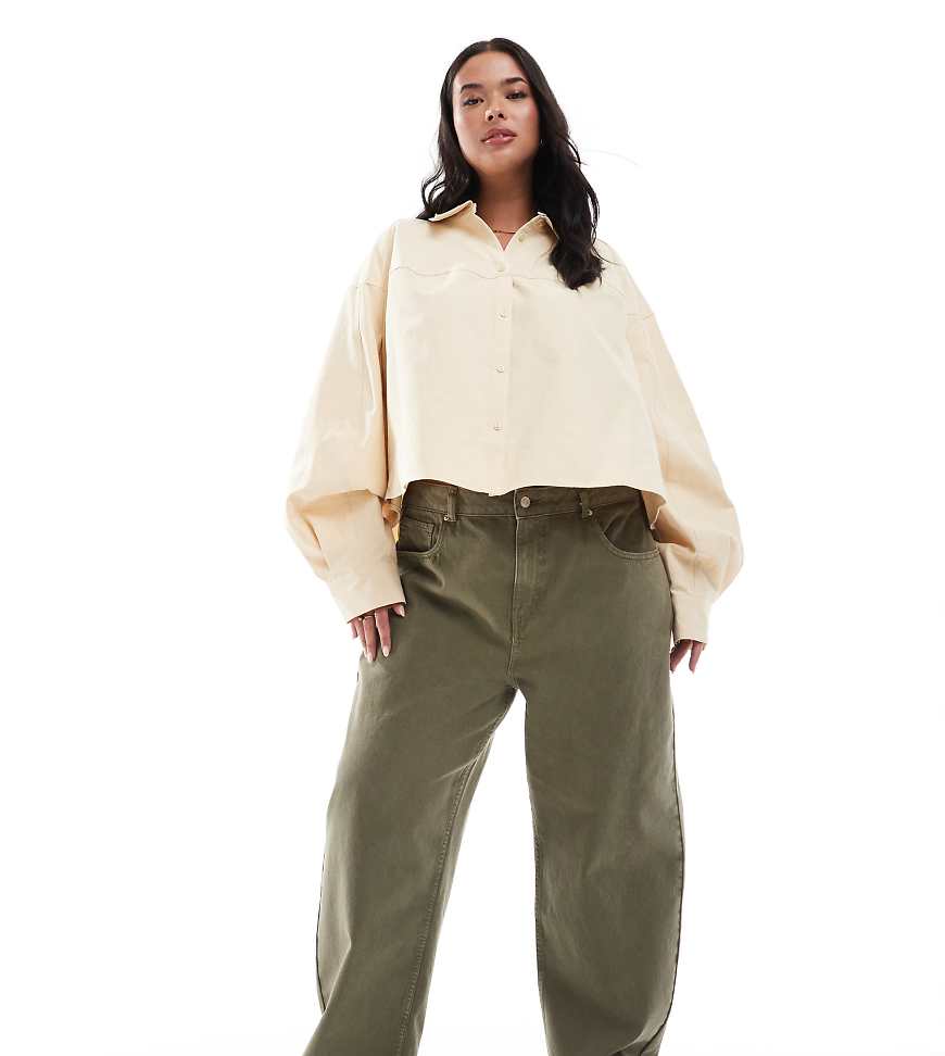 ASOS DESIGN Curve - Everyday - Barrel-Jeans in Khaki-Grün ASOS DESIGN Curve - Everyday - Barrel-Jeans in Khaki-Grün von ASOS Curve