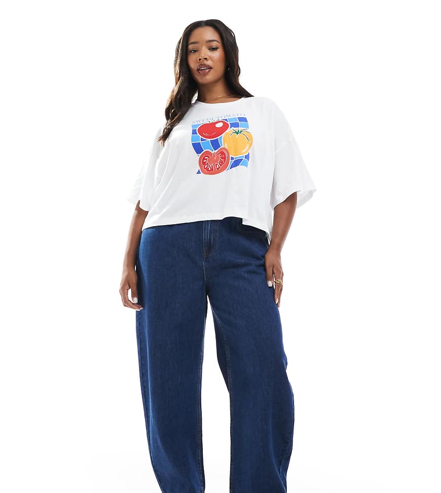 ASOS DESIGN Curve - Barrel-Jeans in Rinse-Waschung-Marineblau ASOS DESIGN Curve - Barrel-Jeans in Rinse-Waschung-Marineblau von ASOS Curve
