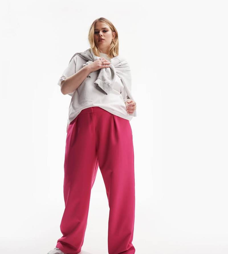 ASOS DESIGN Curve - Everyday - Weite Boy-Anzughose in Stein-Rosa von ASOS Curve