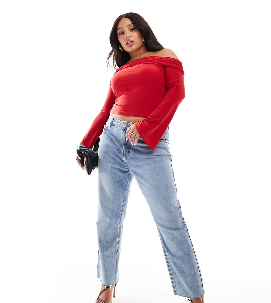 ASOS DESIGN Curve - Figurbetontes Oberteil in Rot mit One-Shoulder-Ärmel ASOS DESIGN Curve - Figurbetontes Oberteil in Rot mit One-Shoulder-Ärmel von ASOS Curve