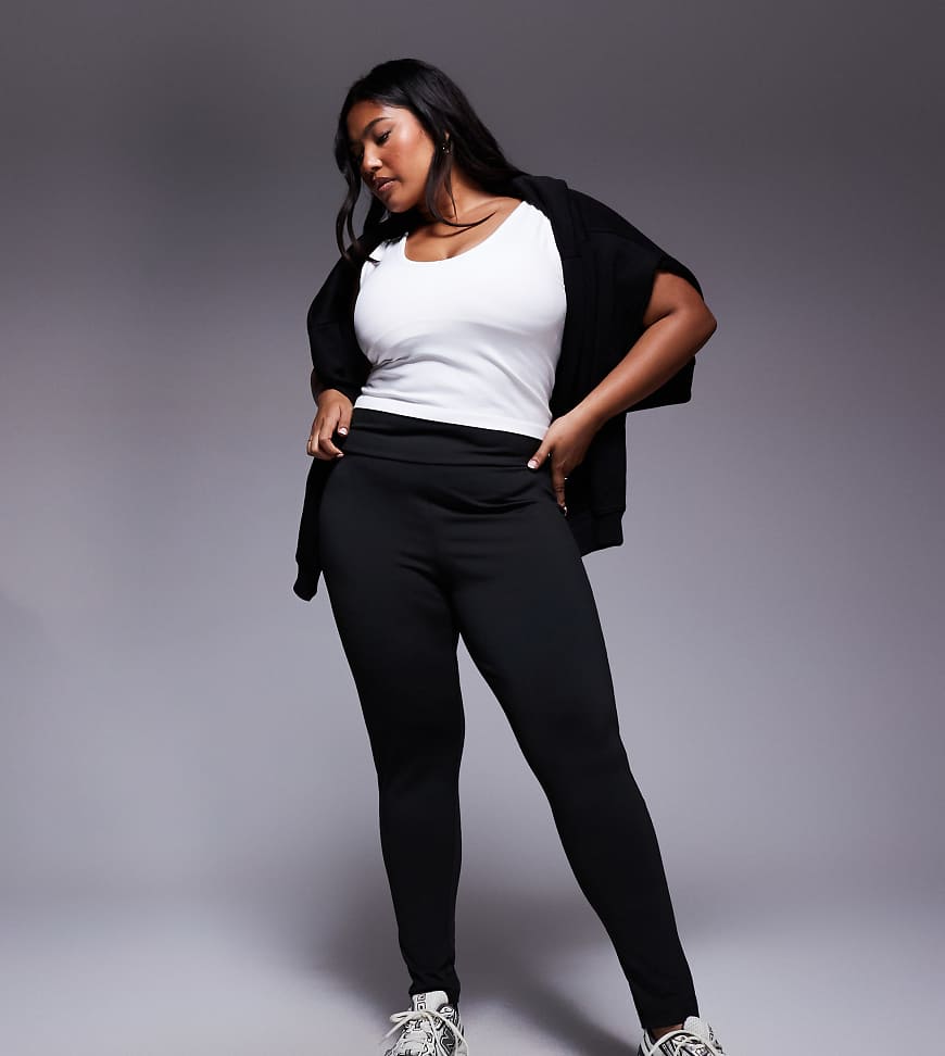 ASOS DESIGN Curve - Figurformende Leggings in Schwarz breitem Bund ASOS DESIGN Curve - Figurformende Leggings in Schwarz breitem Bund von ASOS Curve